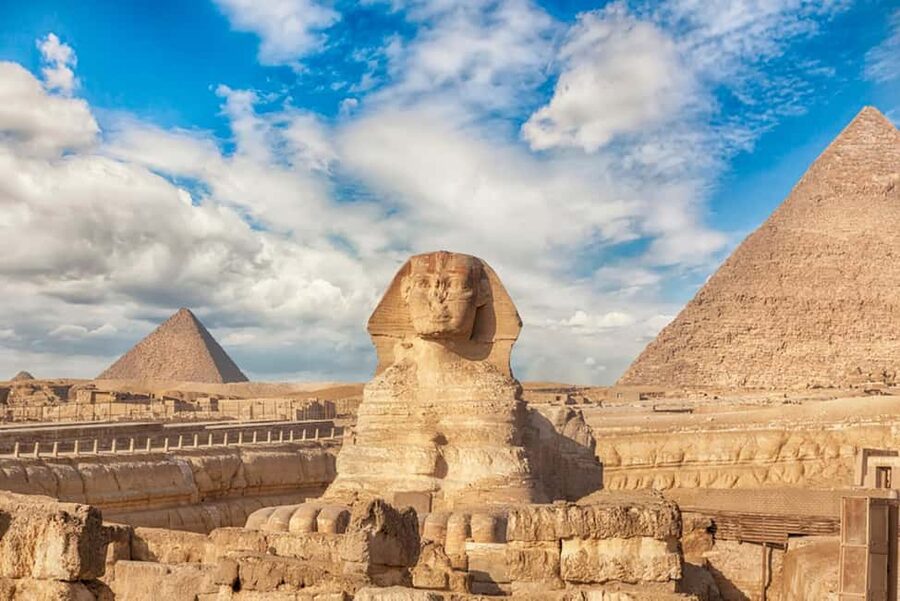 Cairo: Giza Pyramids Skip-the-Line Fast Entry Pass - The Great Sphinx and the wider ancient setting