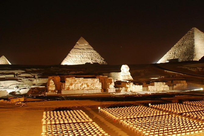 Giza Pyramids Sound & Light Show At Night - The Sphinx Under the Lights