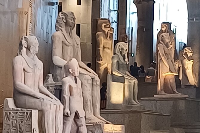 Grand Egyptian Museum, Grand staircase, New Galleries, and lunch. - The Giza Pyramids question