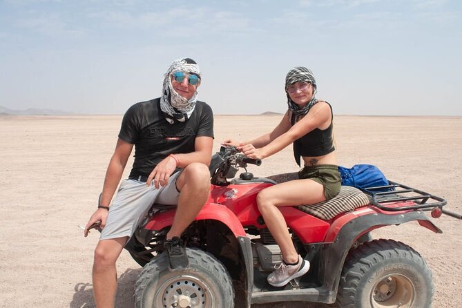 Hurghada safari 3 Hour Quad &Camel Ride Bedouin Village Visit - The garage briefing and driving test