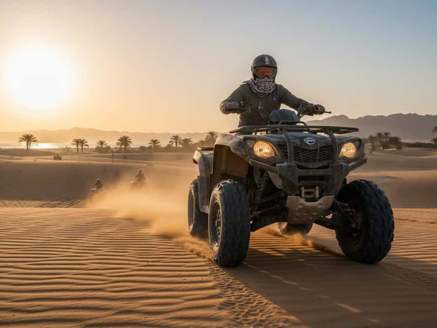 Makadi Bay: Sunrise Quad & Traditional Oriental Breakfast - Getting ready at the quad base