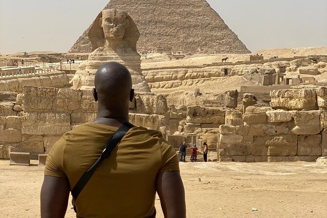 Private Giza Pyramids Tour, Sphinx with Camel Ride and Lunch - Khafre’s pyramid and the view across Giza