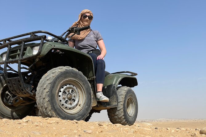 Quad in The Pyramids desert - Seeing Cheops, Chephren, and Mekerinos from the desert