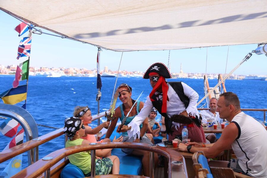 Sharm: Pirates Sailing Boat cruise with transfers & lunch - What the pirate theme means for children
