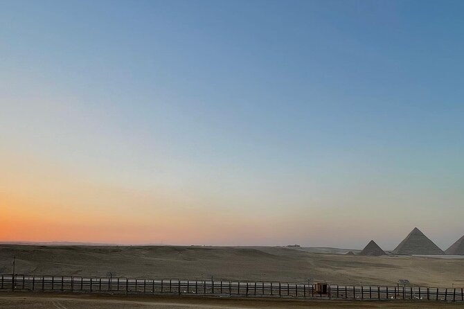 sunset at Giza pyramids by camels - Tea, water, and the rest stop